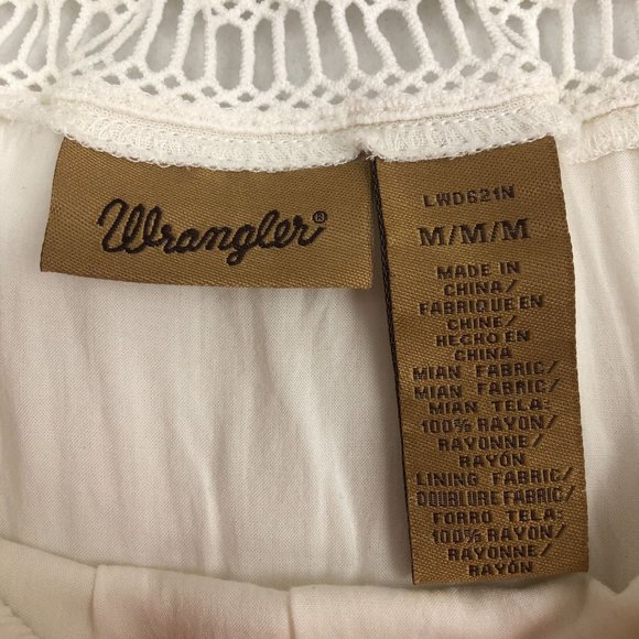 Wrangler Women's Medium Ivory Boho Tassel Sleeve Off The Shoulder Shift Dress - Picture 8 of 10